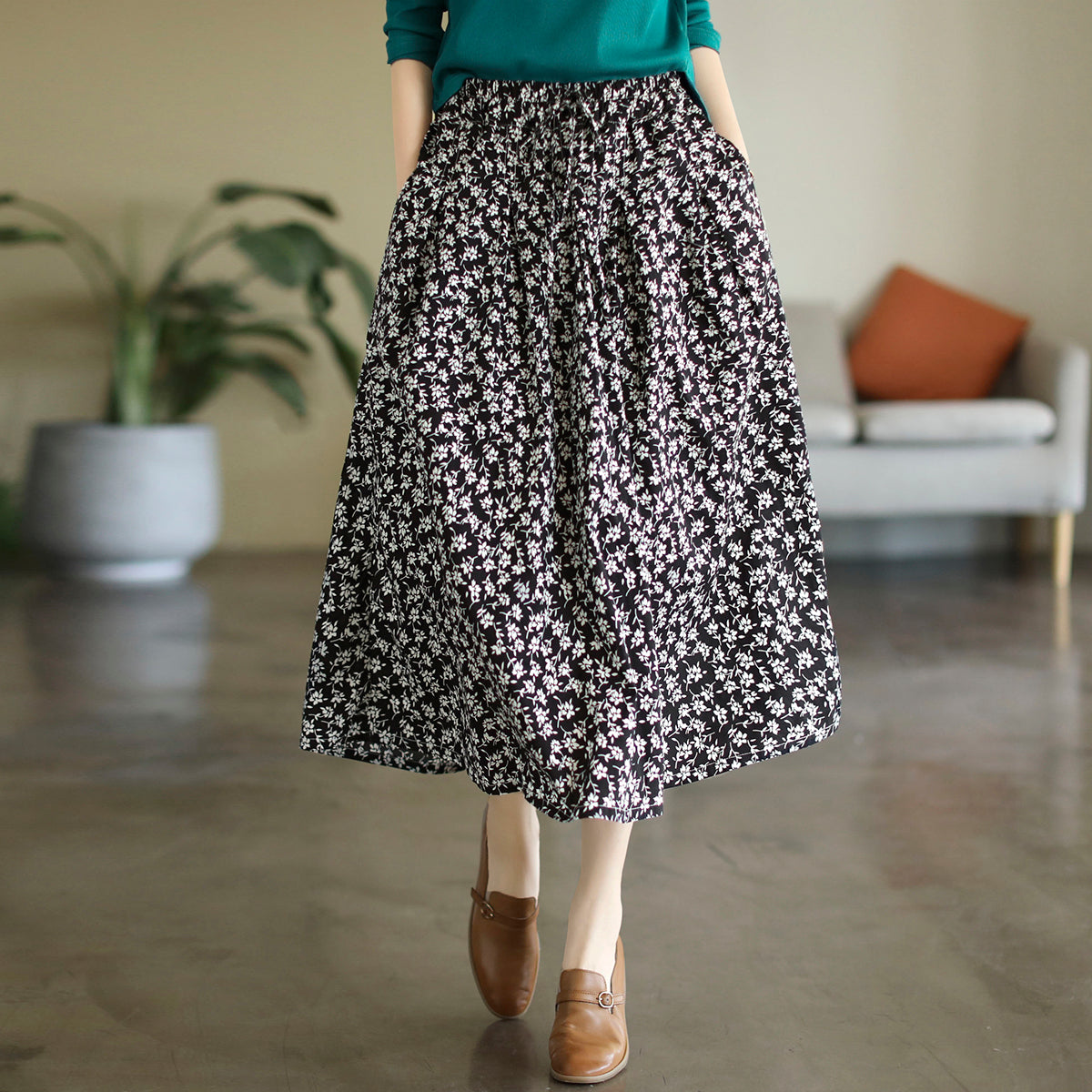 Cozy Retro Cotton A-line Skirt