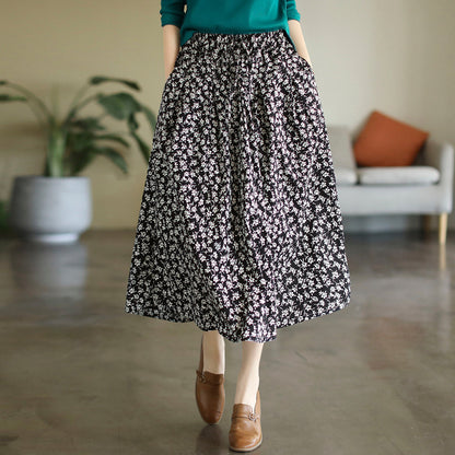 Cozy Retro Cotton A-line Skirt