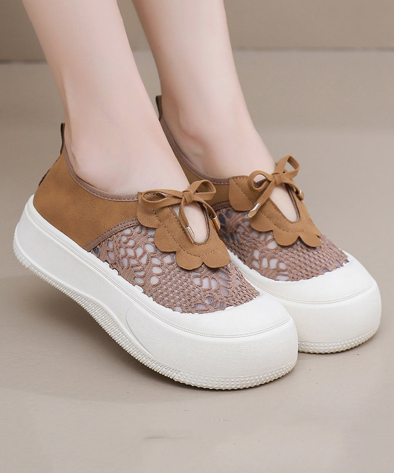 Black Splicing Breathable Mesh Platform Flat Feet Shoes