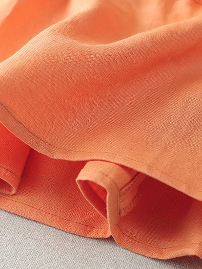 Pure Color Crew Neck Drawstring Linen Vest Top