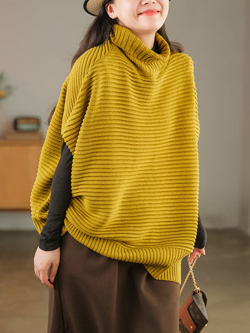 Turtleneck Half Sleeve Loose Pullover Sweater