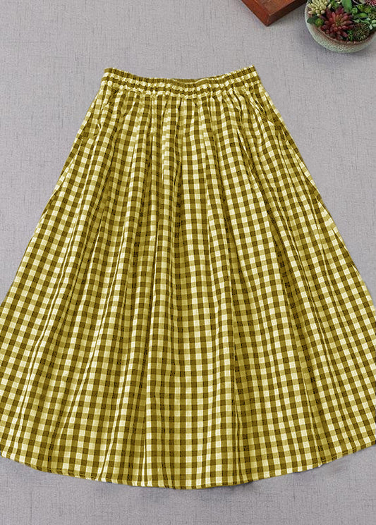 Yellow Wrinkled Pockets Spring Skirt