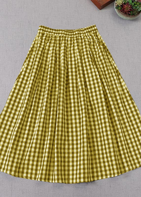 Yellow Wrinkled Pockets Spring Skirt