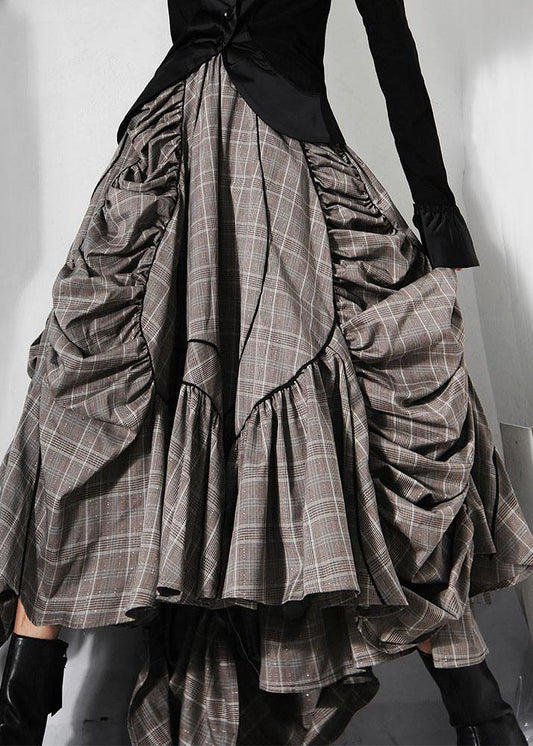 Plaid Asymmetrical Design Cinched Summer a Line Skirt