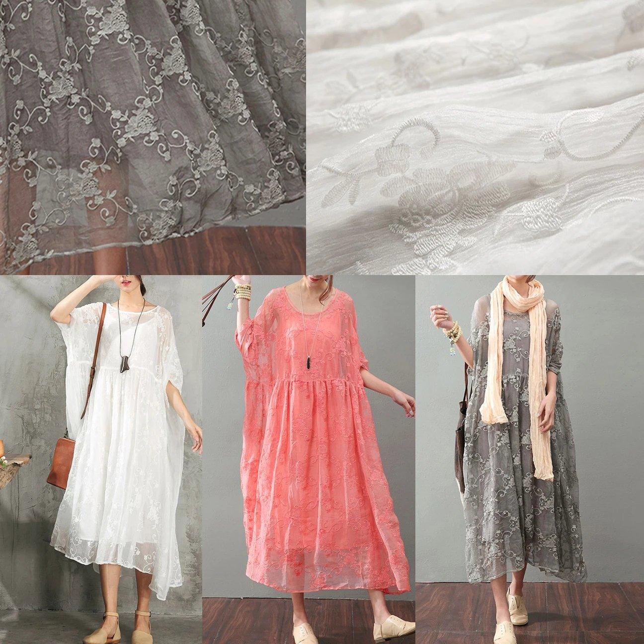 Gray Maxi Dress Lace Gown Top Quality Bracelet Sleeved Gown ( Limited Stock)