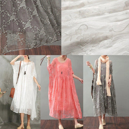 Gray Maxi Dress Lace Gown Top Quality Bracelet Sleeved Gown ( Limited Stock)