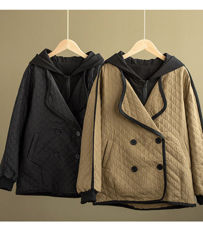Retro Double Breasted Fake Two Piece Coat