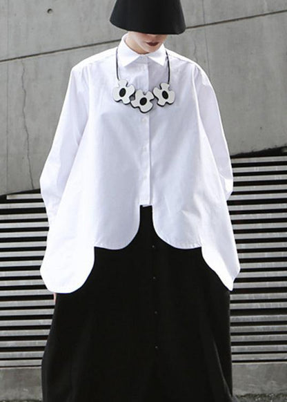 White Cotton Clothes for Asymmetric Hem Summer Shirts