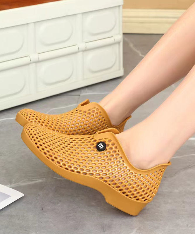 Versatile Yellow Hollow Out Walking Sandals