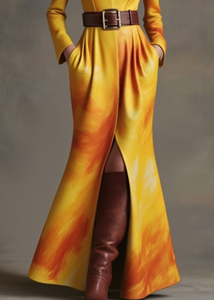 Black Print Front Open Cotton Long Dresses Spring