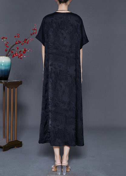 Green Oversized Patchwork Silk Long Dress Summer