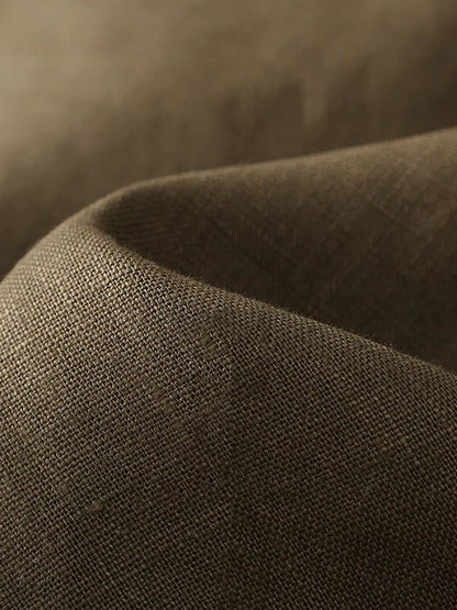 Color Elastic Waist A-line Linen Skirt