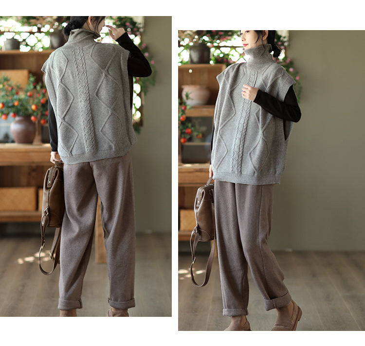 Twist Knit Turtleneck Vest