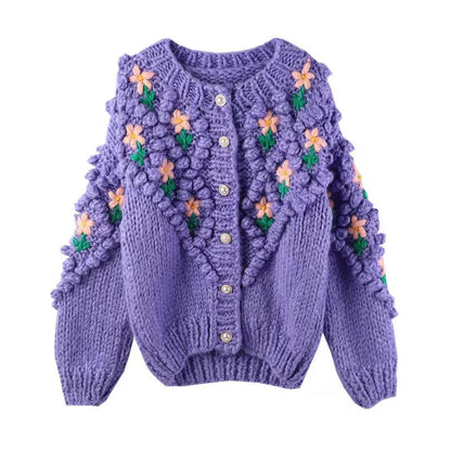 Pearl Button Cardigan-purple