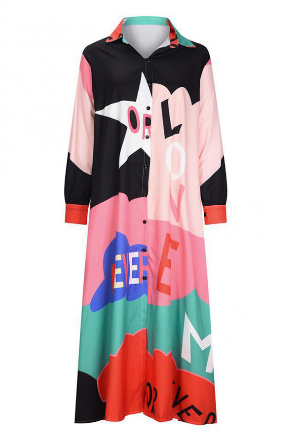Nash Fun Print Loose Shirt Dress