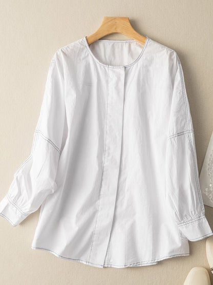 100% Natural Fabric Classic Commuter Loose All-match Shirt in Color