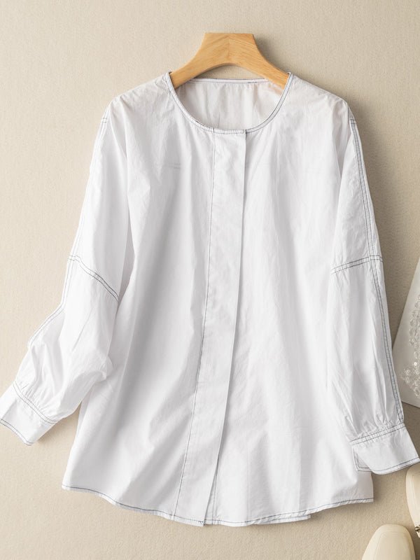 100% Natural Fabric Classic Commuter Loose All-match Shirt in Color