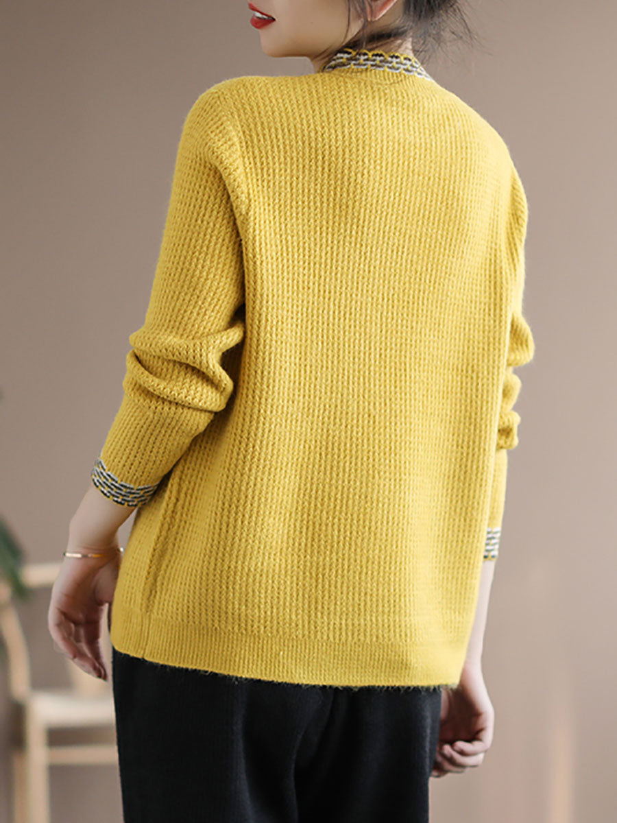 Winter Spliced Knitted Loose Sweater