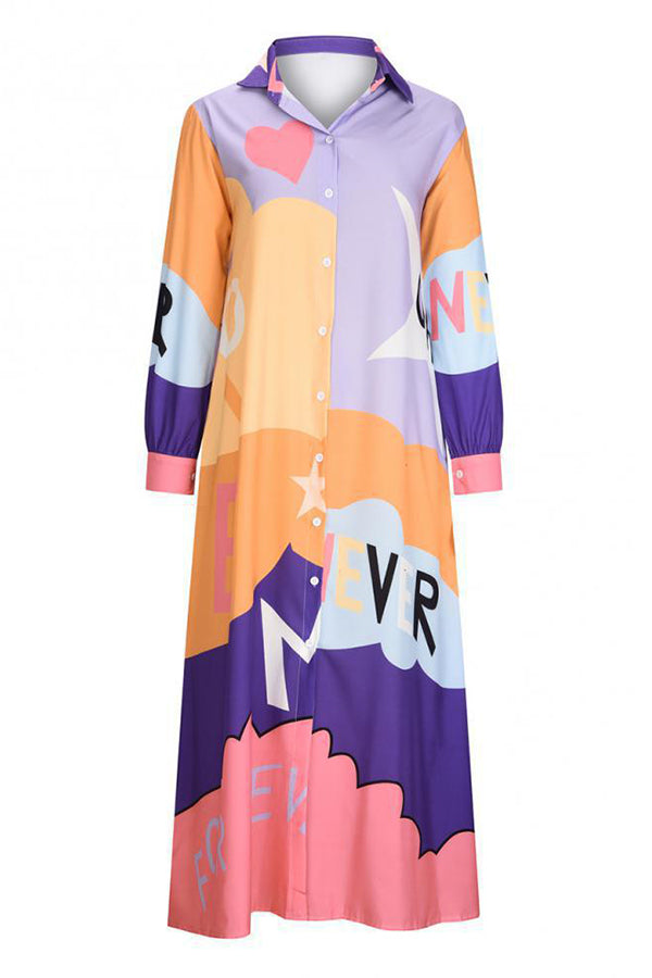 Nash Fun Print Loose Shirt Dress