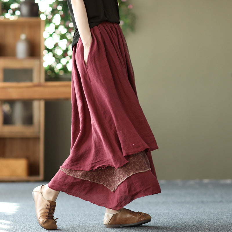 Linen Irregular Patchwork Skirt