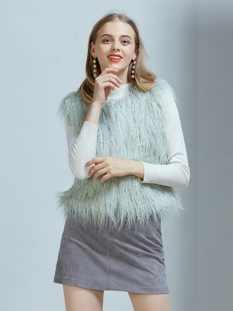Faux Fur Vest Coat Sleeveless Faux Fur Jacket
