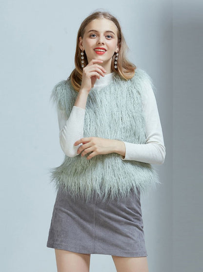Faux Fur Vest Coat Sleeveless Faux Fur Jacket