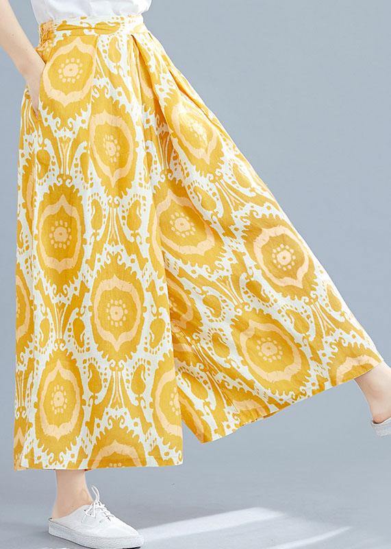 Printed Wide Leg Pants Elastic Waist Wild Pants Skirt