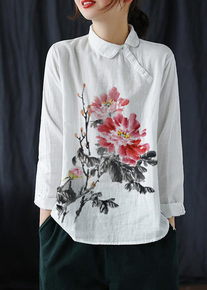 White Clothes Lapel Button Down Spring Blouses