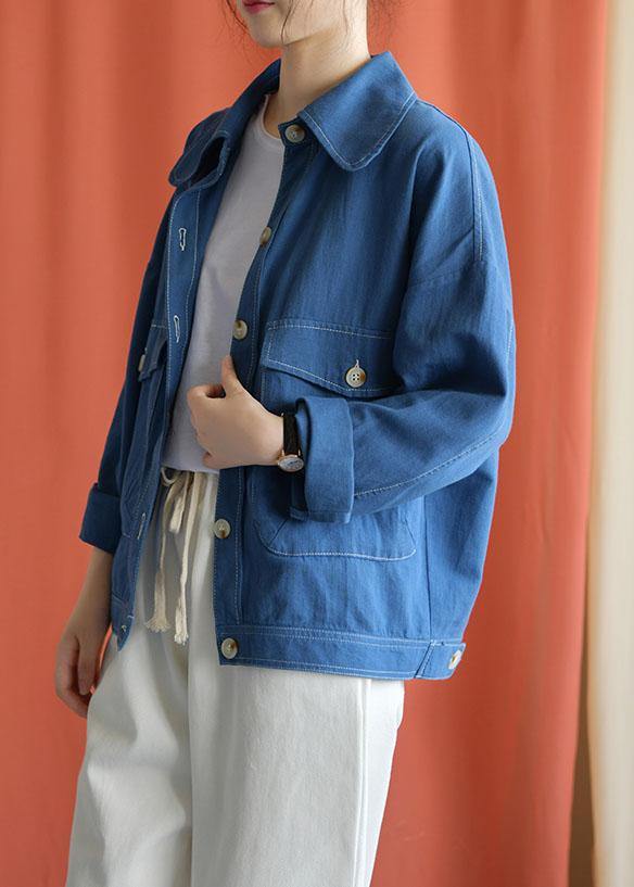 Big Pockets Cotton Blouses for Tutorials Blue Coats Fall