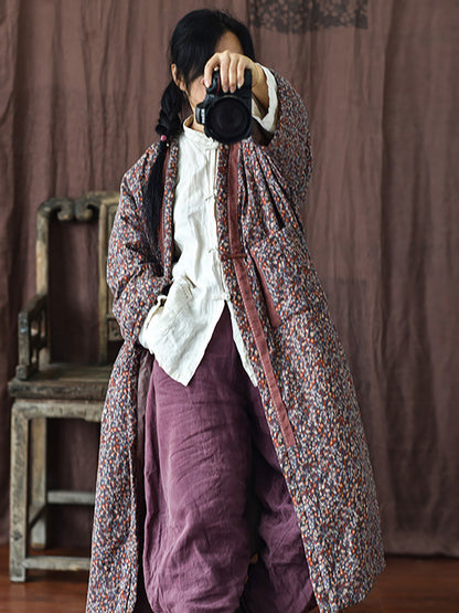 Winter Warm Pocket Print Coat