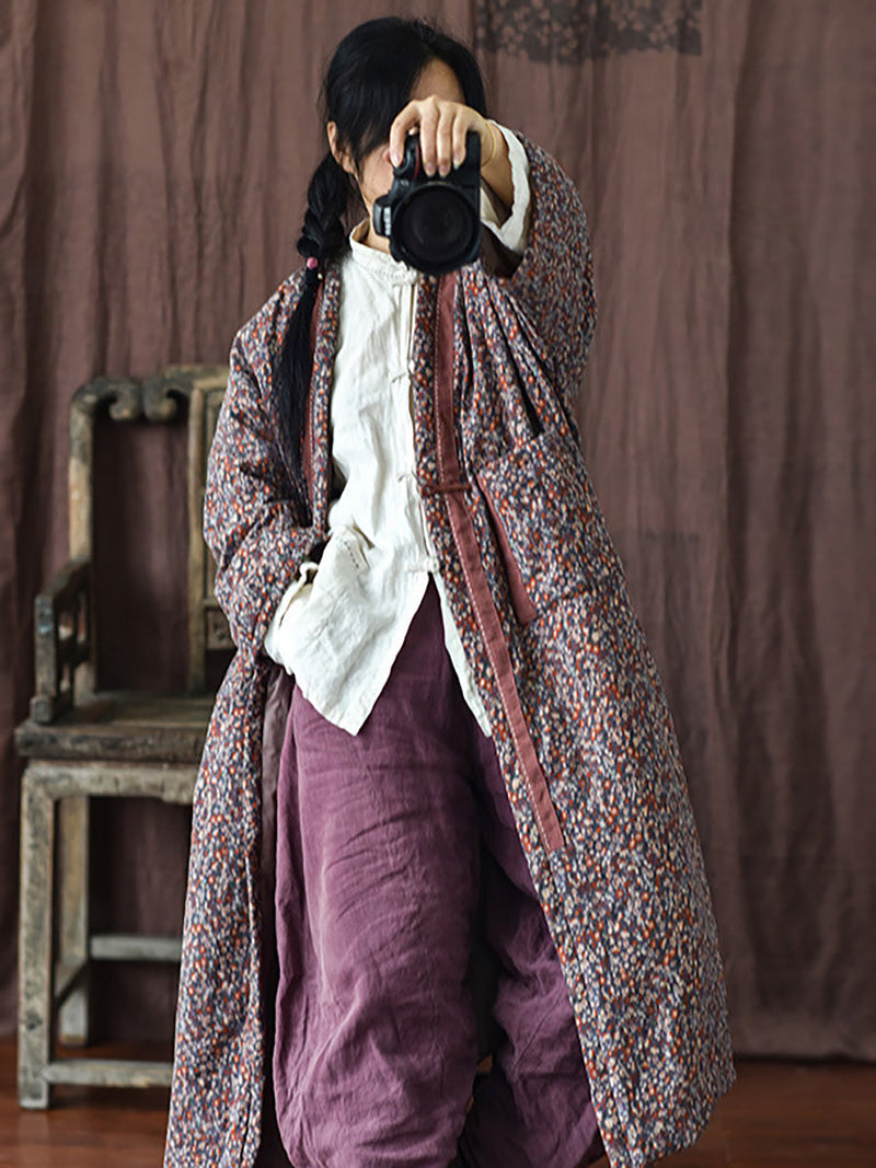 Winter Warm Pocket Print Coat