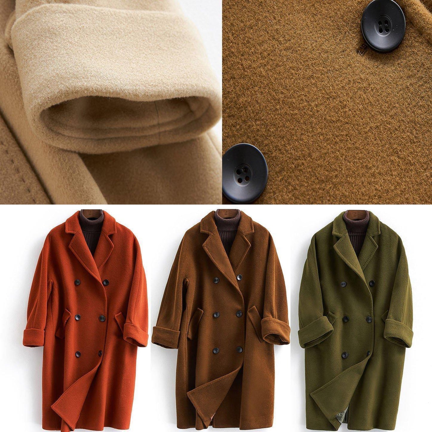 Woolen Coat Long Double Breast Coats Notched