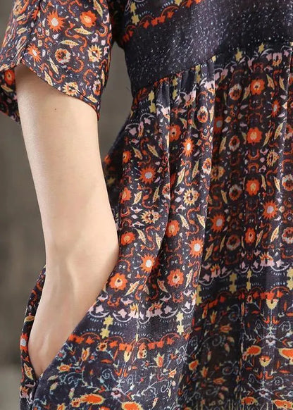 Blended Wardrobes Drops Design Retro Print Washed Comfortable Loose Dress