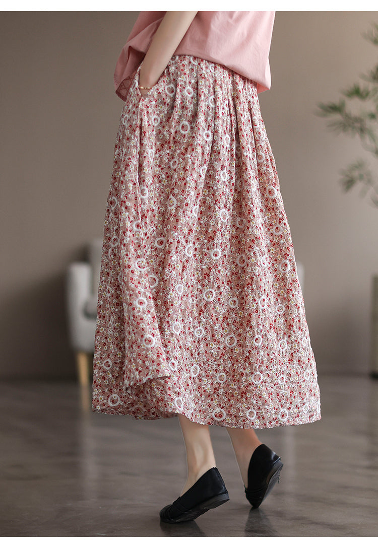 Literary Thin Large A-line Skirt