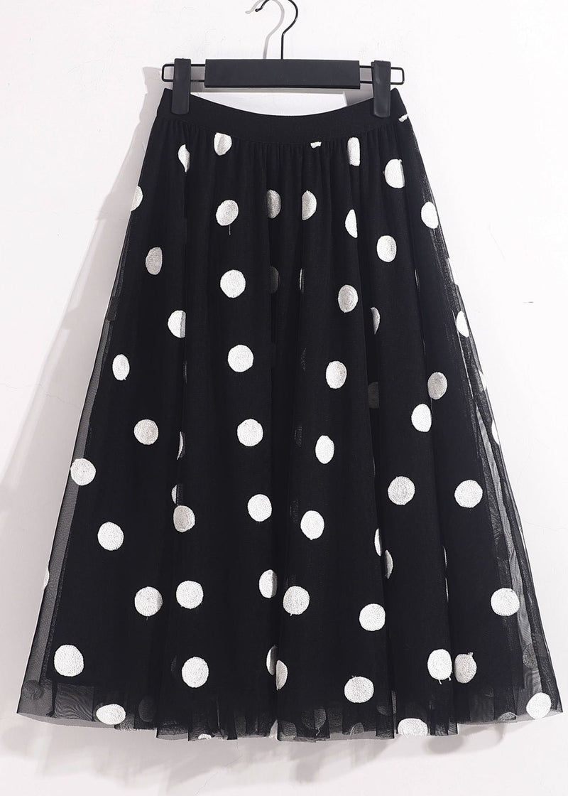 Blue High Waist Oversized Dot Print Tulle Skirt Spring