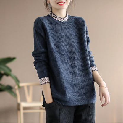 Winter Spliced Knitted Loose Sweater
