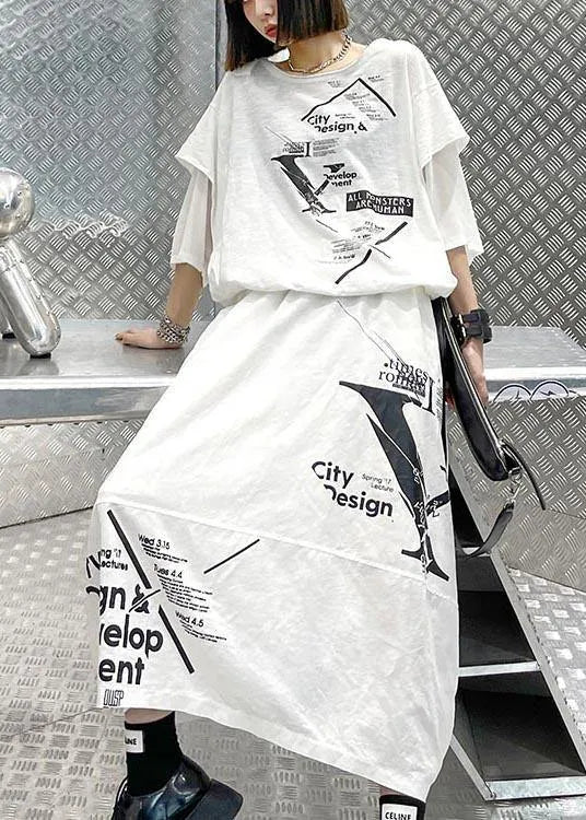 New Style Summer T-shirt Top and Skirt Two Piece Set