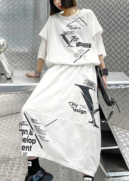 New Style Summer T-shirt Top and Skirt Two Piece Set