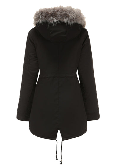 Parka Coat Street Daily Plush Winter Coat Color Oversized Fur Warm Coat
