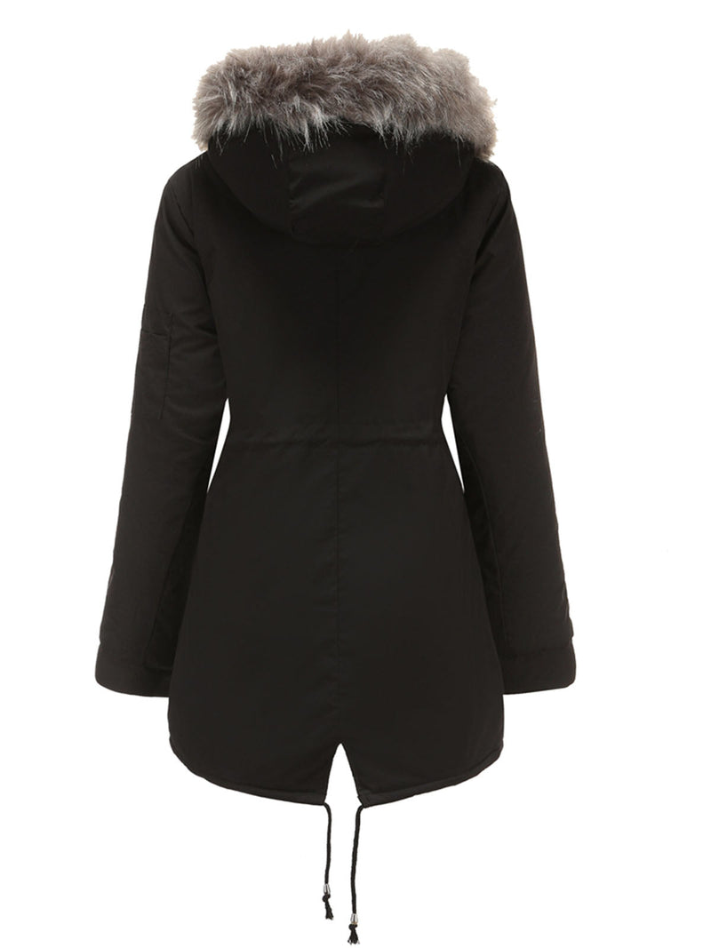 Parka Coat Street Daily Plush Winter Coat Color Oversized Fur Warm Coat
