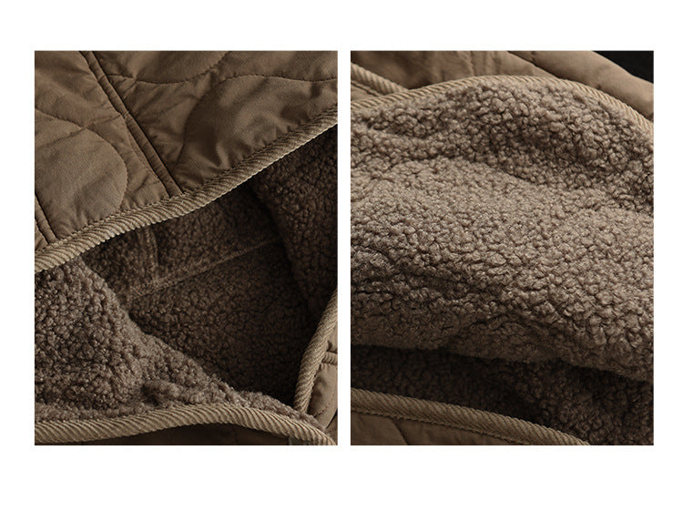 Hooded Thickened Diamond Sherpa Wool Thermal Jacket