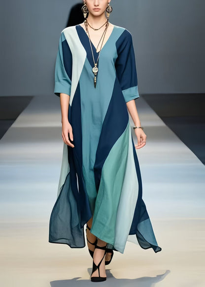 Multicolour Asymmetrical Design Cotton Holiday Dress Summer