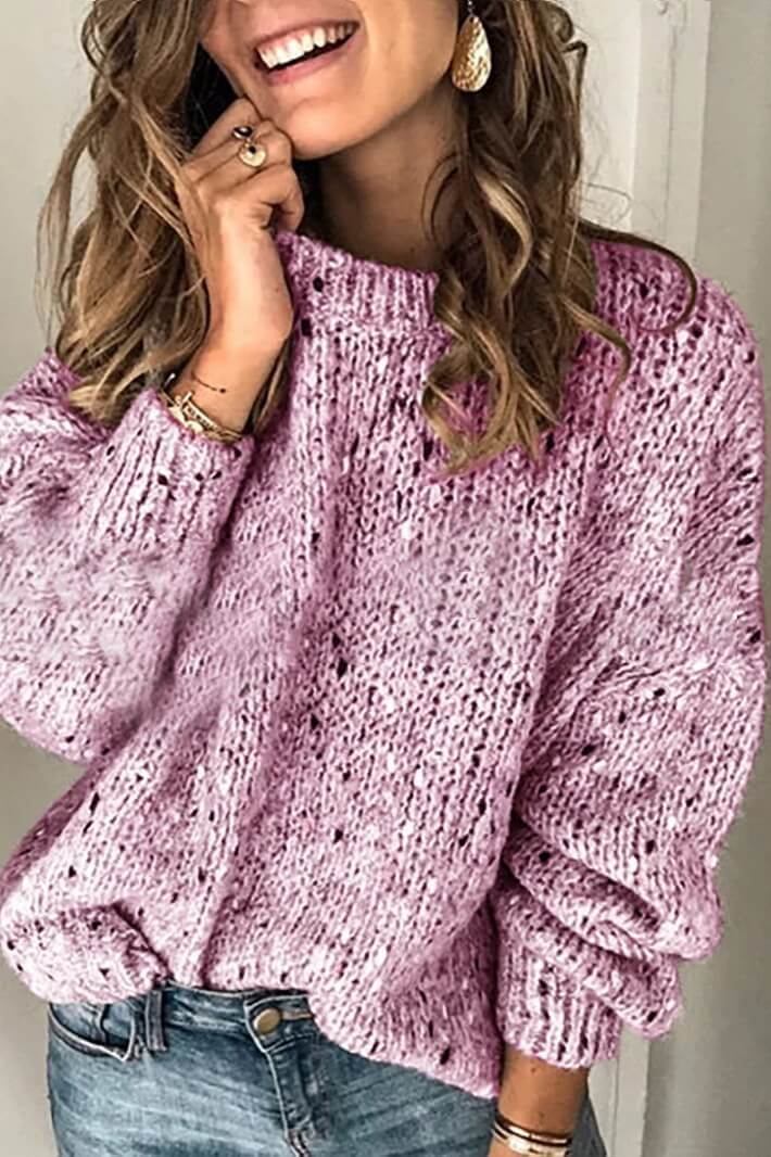 Pure Colour Round Neck Sweater