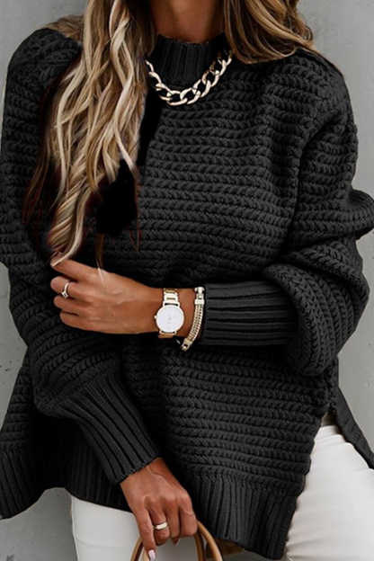 Street Slit O Neck Sweaters(4 Colors)