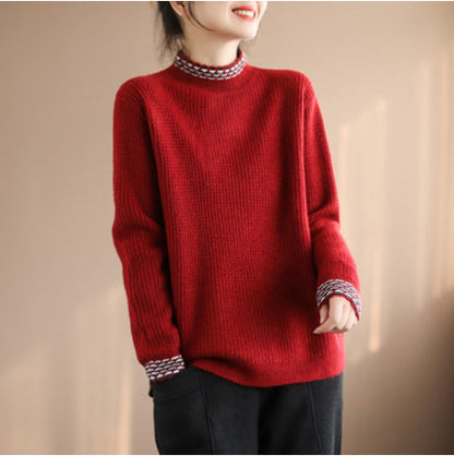 Winter Spliced Knitted Loose Sweater