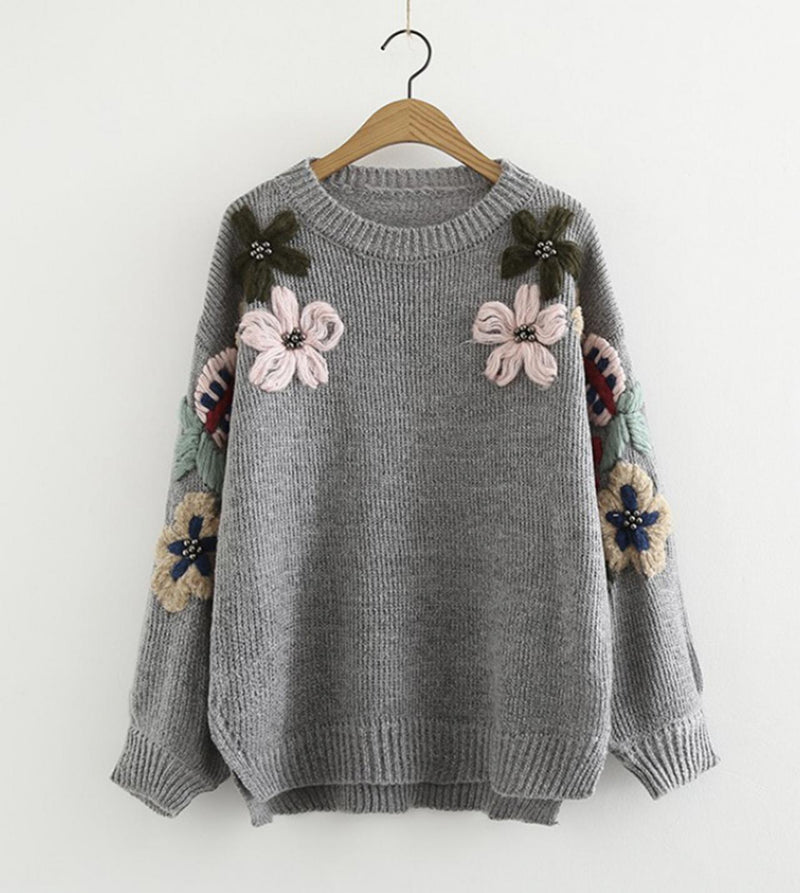 Flowers Long Sleeve Sweater 044