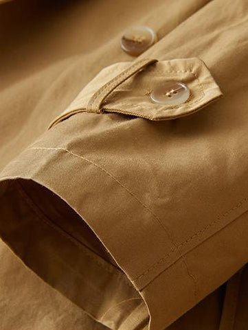 Natural Fabric Double-breasted Minimalist Style Coat With Pockets in One-size