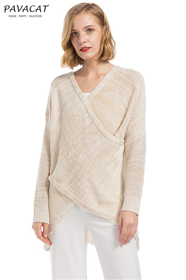 V Neck Front Cross Weekend Sweater - Red