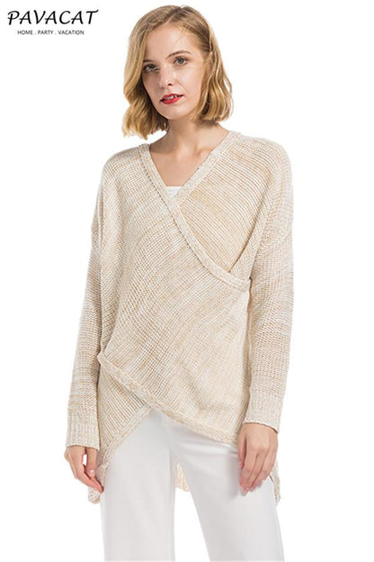 V Neck Front Cross Weekend Sweater
