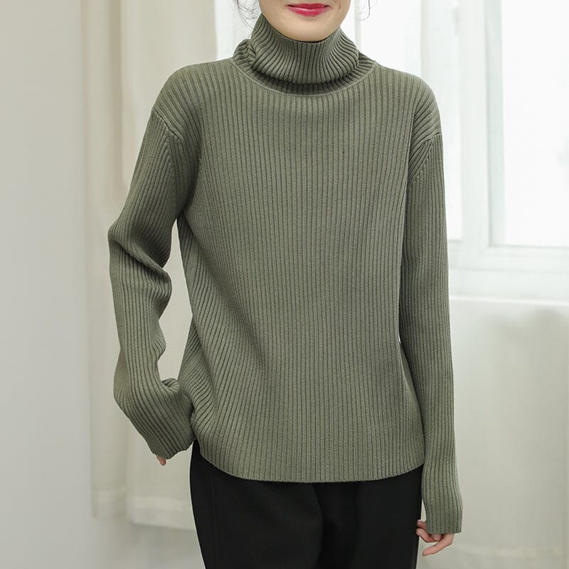 Stripe Knitted Turtleneck Winter Sweater